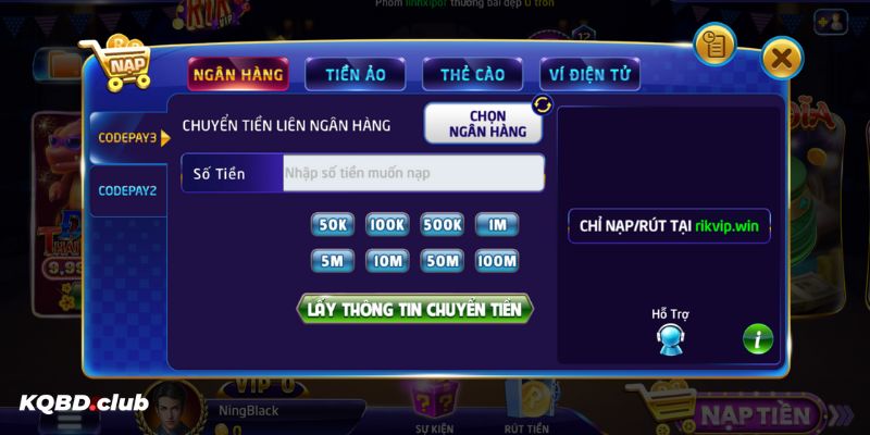 Quá trình nạp/rút tiền khá nhanh, có nhiều phương thức thanh toán