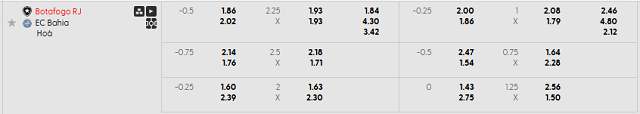 Bảng kèo mới nhất trận Botafogo RJ vs Bahia